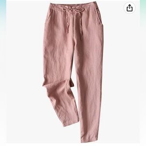 Cropped Linen Tapered Pant - Dusty Rose - Size Medium